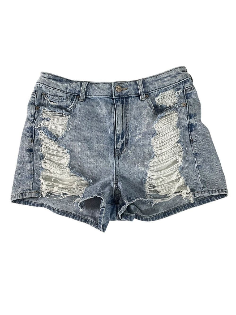 American Eagle Mom Shorts Size 8 Distressed High Rise Comfort Stretch Denim AEO